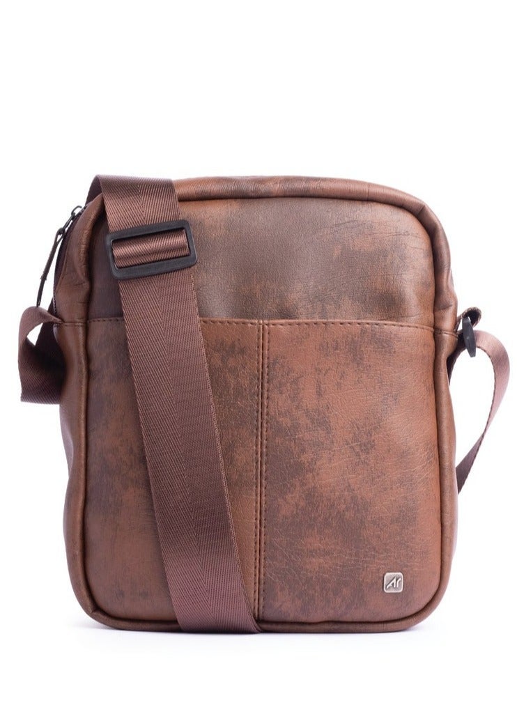 Ar supply AR Arrow Cross Bag by Arij Bags | Crossbody Bag, Faux Leather, Adjustable Strap, Front Pocket, Lightweight for Daily Use (23 × 20 × 6 cm) (Brown) - Image 1
