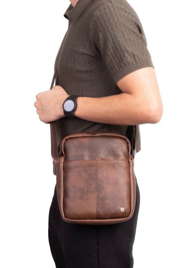 Ar supply AR Arrow Cross Bag by Arij Bags | Crossbody Bag, Faux Leather, Adjustable Strap, Front Pocket, Lightweight for Daily Use (23 × 20 × 6 cm) (Brown) - Image 3
