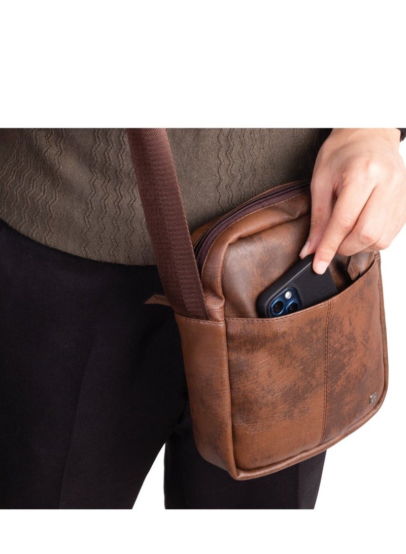 Ar supply AR Arrow Cross Bag by Arij Bags | Crossbody Bag, Faux Leather, Adjustable Strap, Front Pocket, Lightweight for Daily Use (23 × 20 × 6 cm) (Brown) - Image 4