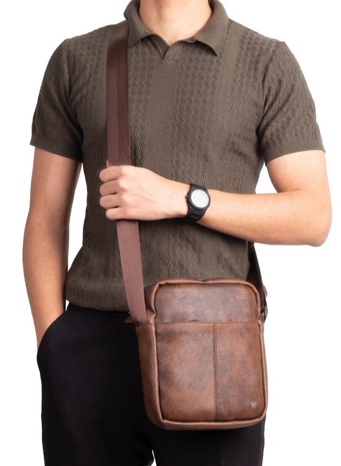 Ar supply AR Arrow Cross Bag by Arij Bags | Crossbody Bag, Faux Leather, Adjustable Strap, Front Pocket, Lightweight for Daily Use (23 × 20 × 6 cm) (Brown) - Image 2