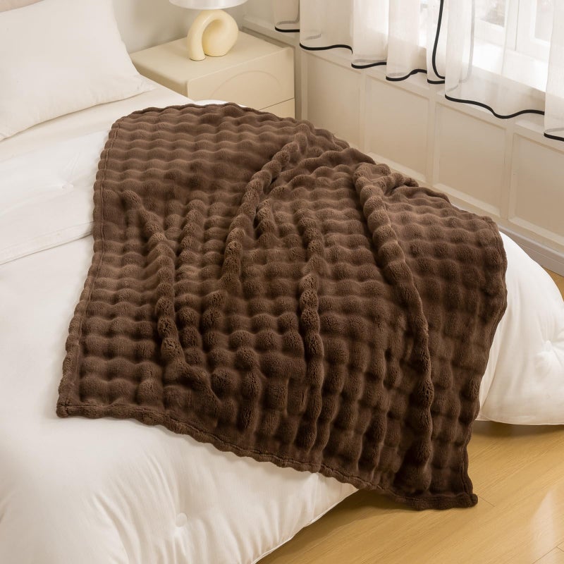 YUSOKI Luxury 3D Bubble Light Weighted Throw Blanket 1.8lb,All Ages,Home Decoration, (Brown,50 * 60inches) - Image 5
