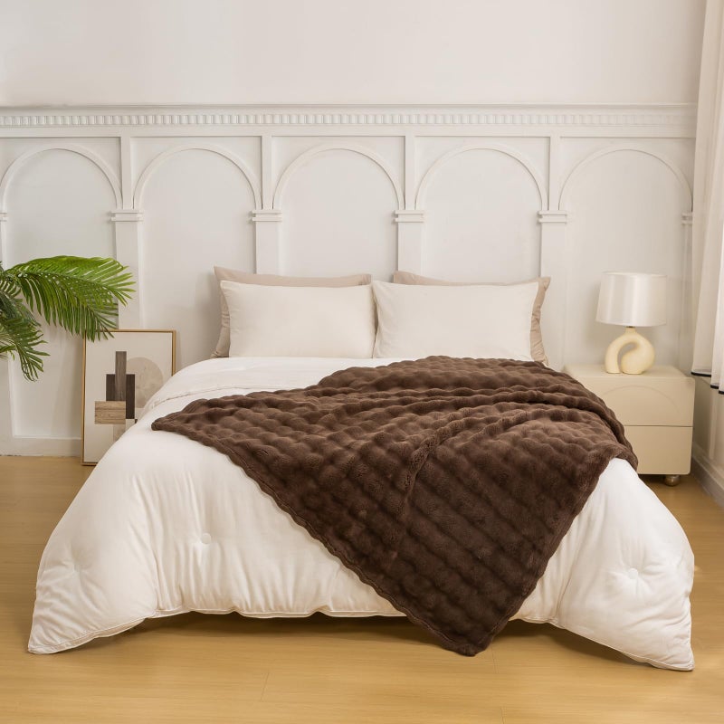 YUSOKI Luxury 3D Bubble Light Weighted Throw Blanket 1.8lb,All Ages,Home Decoration, (Brown,50 * 60inches) - Image 4