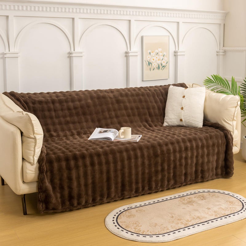 YUSOKI Luxury 3D Bubble Light Weighted Throw Blanket 1.8lb,All Ages,Home Decoration, (Brown,50 * 60inches) - Image 3