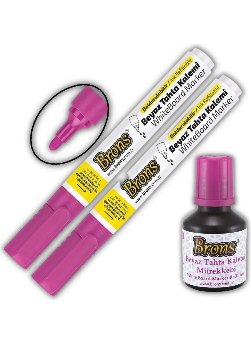 برونز Pink Writing Marker 2 Refillable and Erasable Ink 30 ml 1 Writing Marker Set