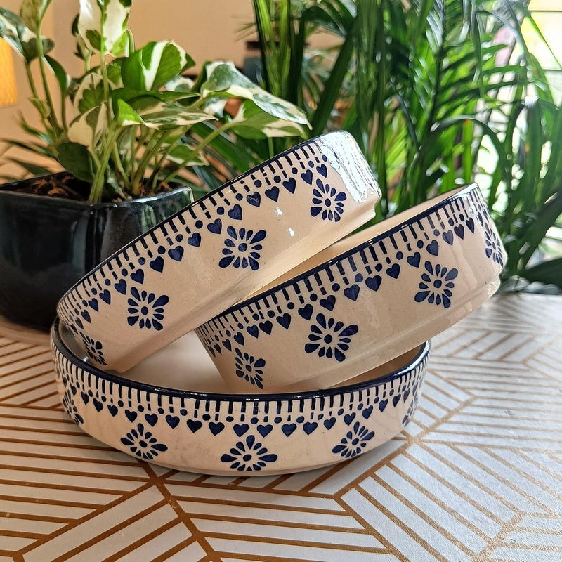 Niyara Stoneware Handmade Ceramic Stylish Premium Serving BowlsSalad Tray Microwave Dishwasher Safe Salad Chivalry 300 Ml - Image 2