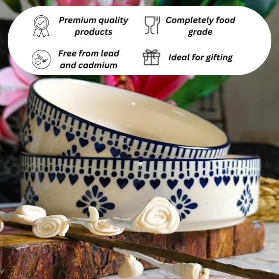Niyara Stoneware Handmade Ceramic Stylish Premium Serving BowlsSalad Tray Microwave Dishwasher Safe Salad Chivalry 300 Ml - Image 5