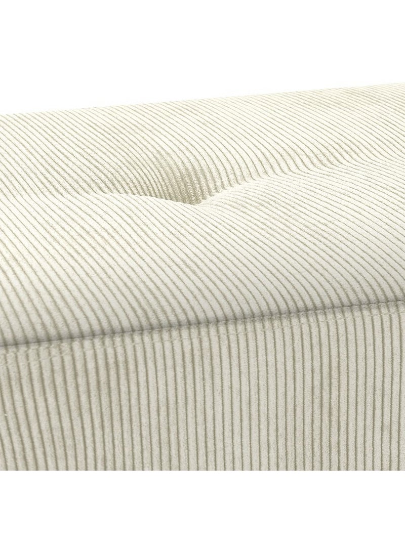 إي سمارت 120سم - مقعد عثماني بتصميم عصري مبطن من قماش مخملي مضلع - مقعد بنهاية السرير، مقعد تغيير الأحذية، مقعد لغرفة النوم والمعيشة ومدخل المنزل والردهة، أوف وايت - Image 4