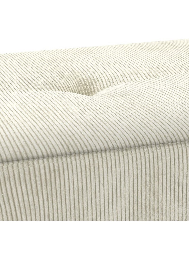 إي سمارت 120سم - مقعد عثماني بتصميم عصري مبطن من قماش مخملي مضلع - مقعد بنهاية السرير، مقعد تغيير الأحذية، مقعد لغرفة النوم والمعيشة ومدخل المنزل والردهة، أوف وايت - Image 5