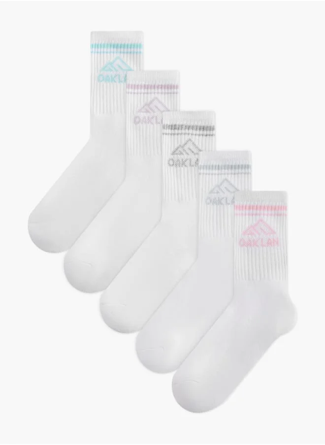 شو اكسبرس Girls Ribbed Crew Length Socks - Set of 5