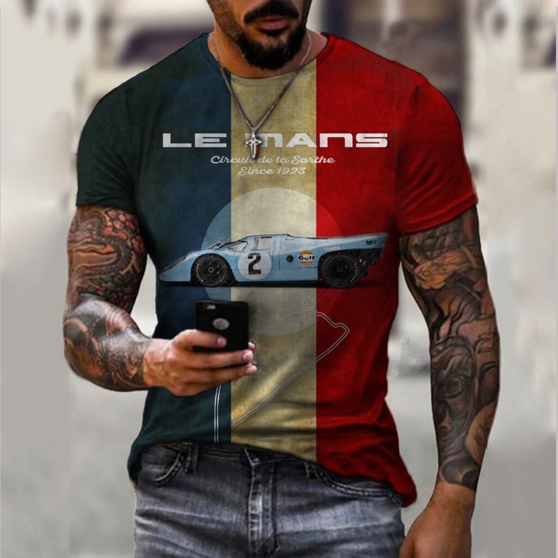 قميص رجالي أزرق وأحح مقاس 3XL