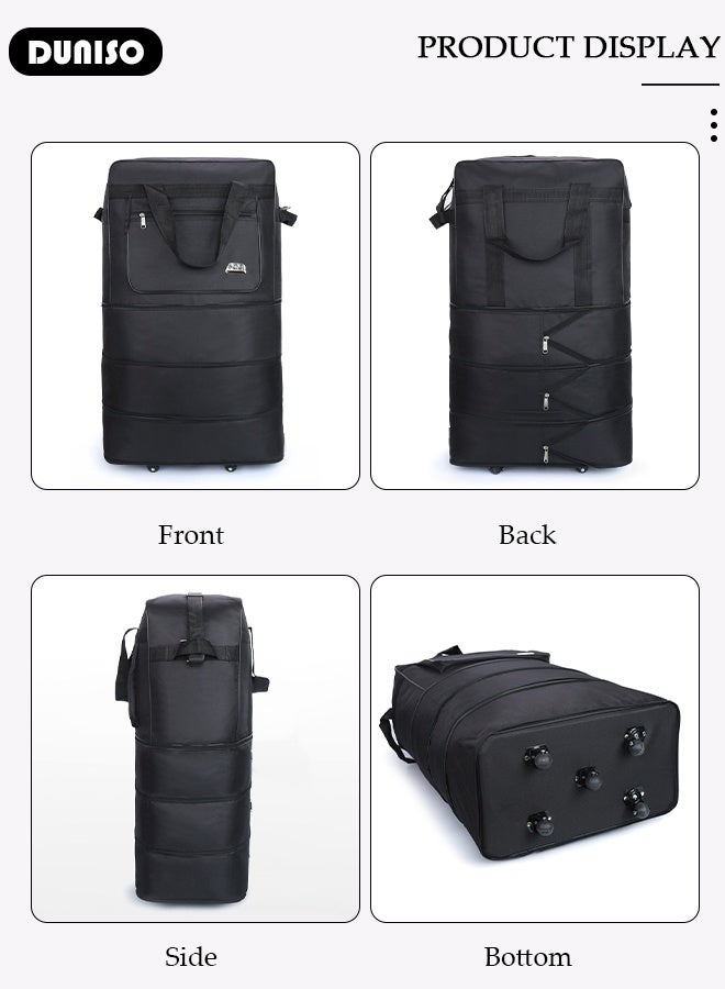 DUNISO Expandable Foldable Luggage Bag Suitcase Collapsible Rolling Travel Luggage Bag 3 Lays Waterproof Oxford Duffel Bag Suitcase with 5 Wheels, Lightweight Large Capacity Heavy Duty Spinner Carry-on Bag for Men and WomenTravel Business - Image 3