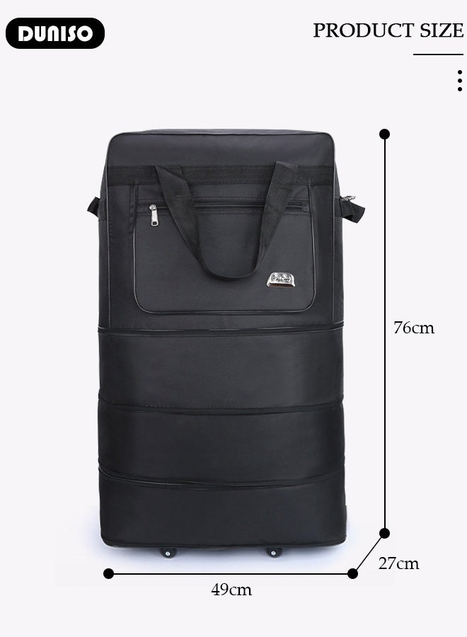 DUNISO Expandable Foldable Luggage Bag Suitcase Collapsible Rolling Travel Luggage Bag 3 Lays Waterproof Oxford Duffel Bag Suitcase with 5 Wheels, Lightweight Large Capacity Heavy Duty Spinner Carry-on Bag for Men and WomenTravel Business - Image 2