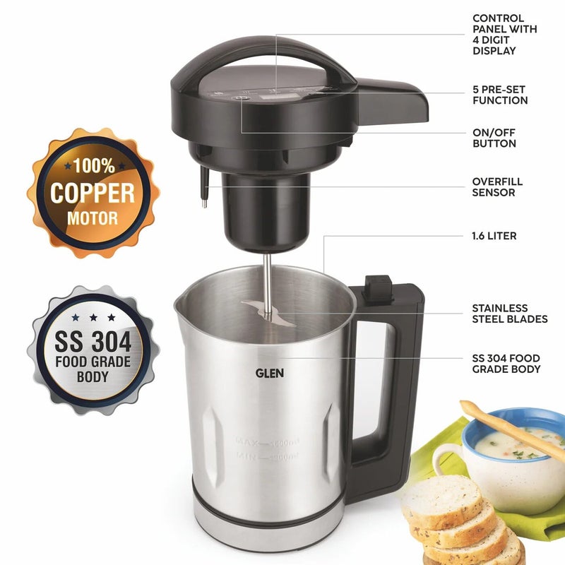 GLEN Glen Electric Soup Maker 16 Litre Automatic Blending Heating with 5 Preset Cooking Functions 100 Copper Motor Touch Control Panel 1040W SA3003SM 2 Years Warranty  - Image 3