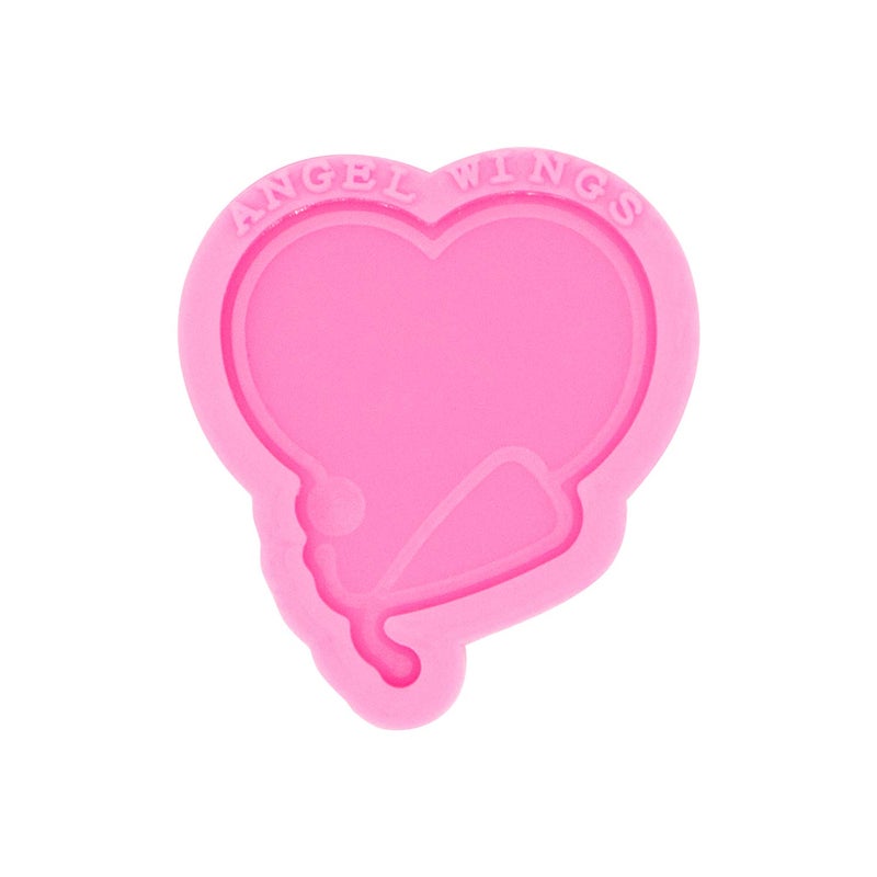 Shiny Glossy Doctor Stethoscope Love Shape Keychain Silicone Molds for Resin Casting DIY Badge Reel Phone Socket Epoxy Resin Craft Silicone Molds Polymer Clay Key Ring Pendant Mould Tool