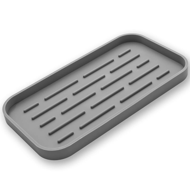 MicoYang Silicone Kitchen Sink Organizer Tray for Multiple UsageEcoFriendly Sponges Holder for Kitchen Bathroom Counter or SinkDish Soap DispenserScrubberBottleCup Grey 1053