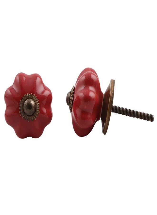 Indian-Shelf 2 Piece Red Pumpkin Solid Ceramic Luxurious Drawer Knobs for Kitchen Cabinet Hardware Door Decorative Dresser Pulls Handmade - Image 1