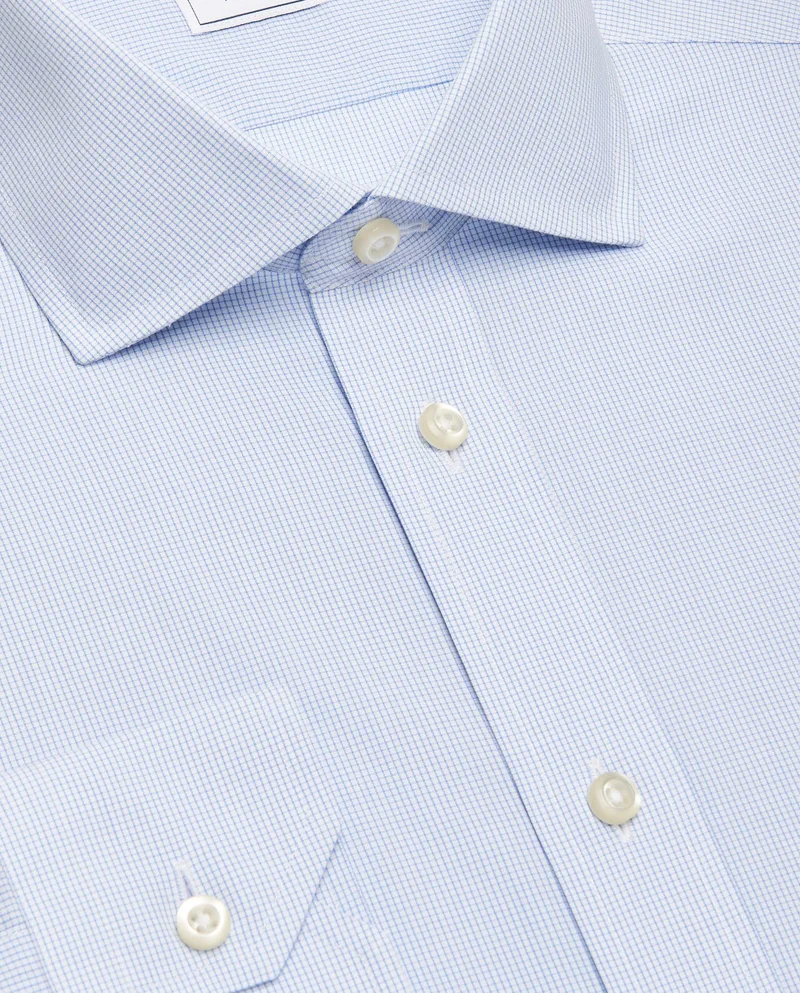 كاميتشسما قميص مقاوم للتجاعيد بروج بقصّة على شكل الجسم بنقشة مربعات بلون أزرق