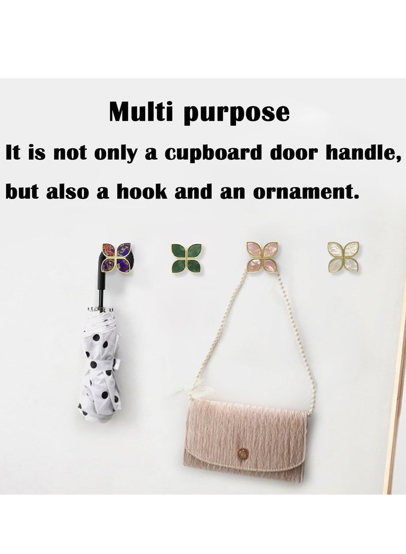 Knobs Four-Leaf Clover Brass Pulls Handles, Gold Knobs Dresser Knobs Clover Cabinet Handles with Screws for Dresser Drawers Kitchen Cabinet Pink, 6 pcs - Image 4