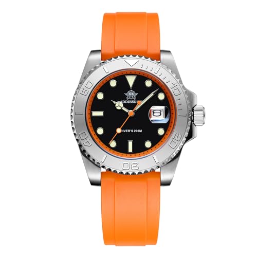 ADDIESDIVE Analog Wrist Watches for Men and Women 41MM Large Dial BGW9 Luminous 200M Waterproof Casual Stylish Business Waterproof Orange Rubber Band Watch - Image 1