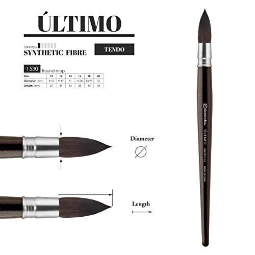 Escoda Ultimo Series 1530 Artist Watercolor and Acrylic Paint Brush, Synthetic Squirrel, Mop, Size 18 - Image 3