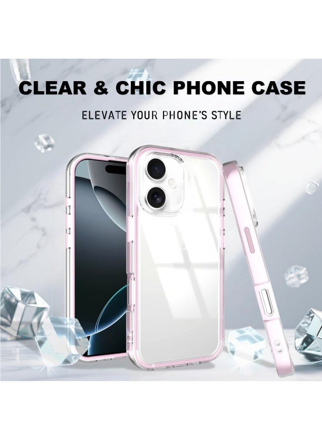 Clear Case for iPhone 16 – Shockproof Soft TPU Bumper Frame with Flexible Transparent Back, Crystle Pastel, Customizable with Kawaii Dachshund Epoxy Resin Stickers (Peach Pink & Dachshund Epoxy Resin Stickers) - Image 3