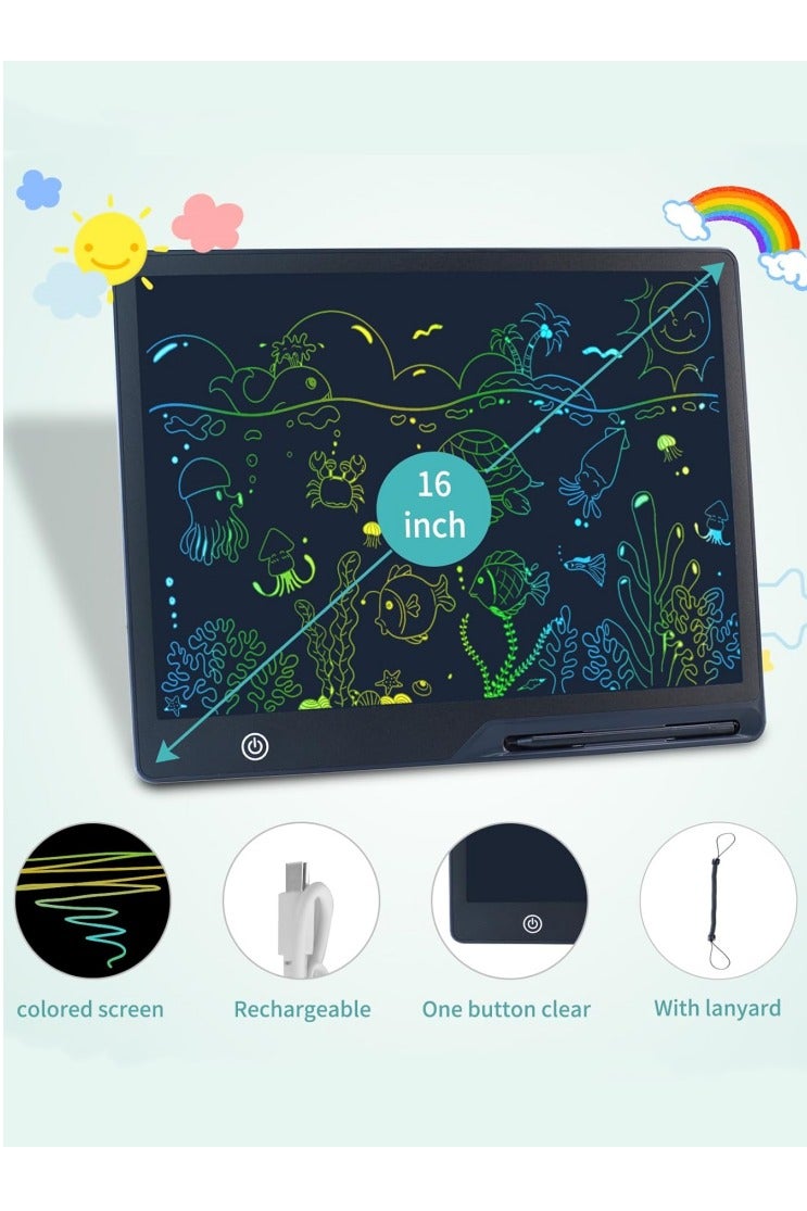 M MIAOYAN 16-Inch Rechargeable LCD Writing Tablet – Color Drawing Board for Kids, Doodle & Handwriting  - Image 1