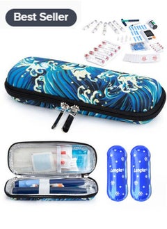 Leng Ke Insulin Cooler Travel Case with 2 Cooler Ice Packs, Small EVA Diabetic Insulated Organizer Portable Cooling Bag for Medication Cooling Insulation, Epi Pen Carrying Bag  - Image 1