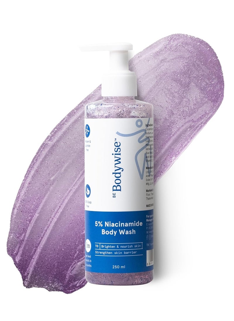 Be Bodywise - Be Bodywise 5% Niacinamide Body Wash | Prevents Body ACNE I Fights Hyperpigmentation, Deep Cleanses & Hydrates skin | Glowing & Hydrated Skin | Aloe vera, Vitamin B3 & E | All Skin Types | 250 ml - Image 1