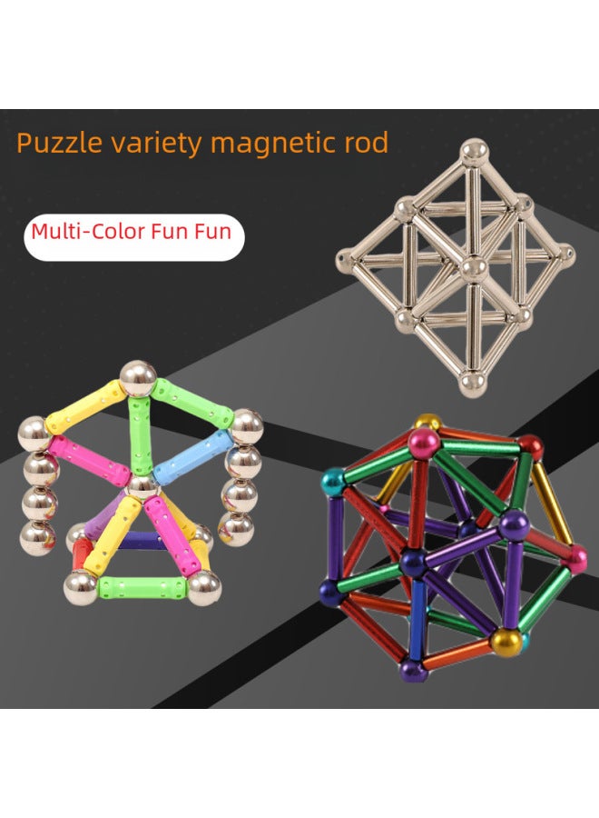 Magnetic Rods Bakugan Balls Stress Relief Magnetic Toys Building Blocks Metal Magnets Toy Factory-Color:Long Rod 23mm Silver 216 Rod +162 Ductile Iron Boxed  - Image 2