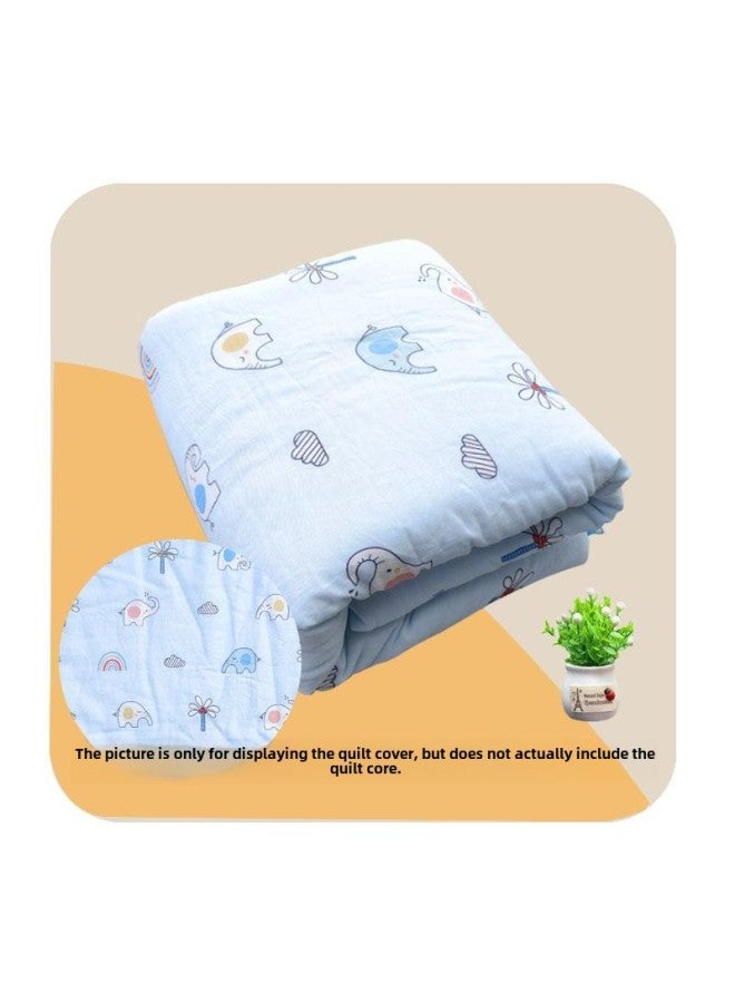 # Infant Quilt Cover Children's Cartoon Cotton Quilt Cover Newborn Baby Bag Quilt Cover Children Quilt Cover Cotton Wadding Liner-Color:Blue Elephant (cloud-like Cotton Gauze Quilt Cover)-Specifications:60x140cm - Image 1