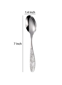 Excefore Hammered Pattern Stainless Steel Bouillon Spoon,Embossed Pattern Flatware,Hammered Surface Dessert Spoons,7 Inch,Set of 4  - Image 2