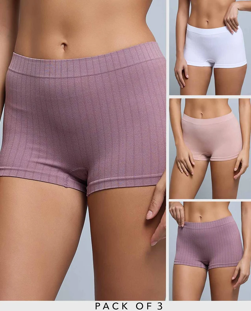 أر أند بي 3 Pack Ribbed Seamfree Boyshorts