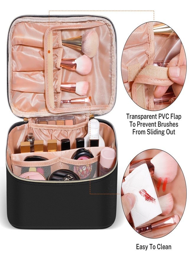 حقيبة مكياج للسفر من سينبوي، حقائب مستحضرات تجميل كبيرة السعة للنساء، حقيبة أدوات تجميل جلدية محمولة مقاومة للماء، حقيبة تنظيم مكياج مع فاصل ومقبض - Image 4