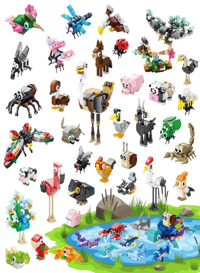 GOLDGE 40 Packs Party Favors for Kids - 999+ PCS Animal Building Blocks, 4 Themes: Ocean, Birds, Insects, Farm - DIY Toys for Boys & Girls Ages 6-12, Goodie Bag Stuffers, Classroom Prizes, Birthday Gifts - Image 1