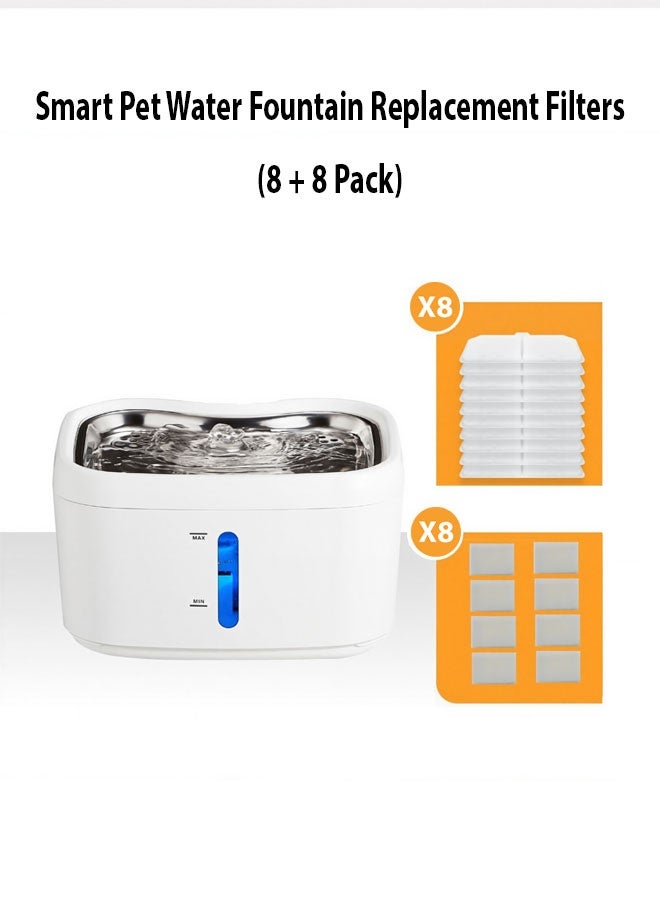 سيتا فلاتر نافورة الحيوانات الأليفة البديلة (عبوة من 8 قطع + 8 قطع) - تتضمن 8 فلاتر كربون و8 إسفنجات إسفنجية، ونظام ترشيح ثلاثي مع كربون نشط وحجر مايفان لنوافير مياه القطط والكلاب - Image 3