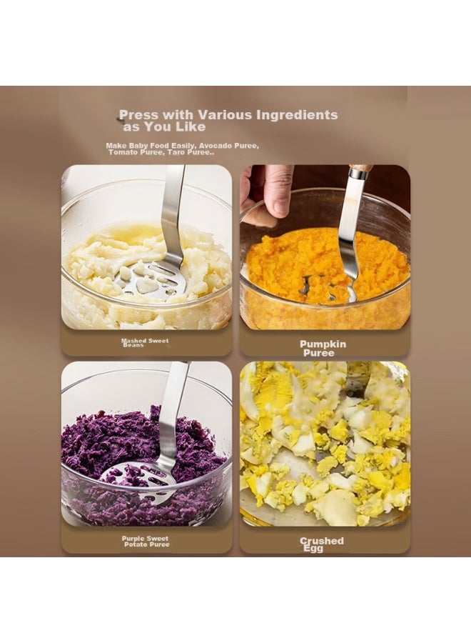 Licheers مهرس البطاطس من ليشيرز، مجموعة أدوات تحضير طعام الأطفال، جهاز سحق من الفولاذ المقاوم للصدأ، مطحنة بيض الأطفال، ملعقة هرس - Image 4