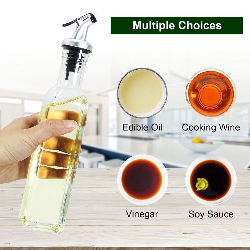 Yeboda 8Oz Clear Glass Olive Oil Dispenser Bottles  And Vinegar Cruet Bottle Includes Pourers  Funnel Labels  Cooking Container For Kitchen 6 Pack - Image 4