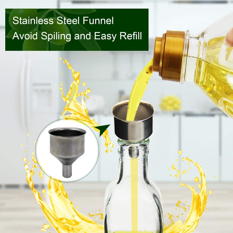 Yeboda 8Oz Clear Glass Olive Oil Dispenser Bottles  And Vinegar Cruet Bottle Includes Pourers  Funnel Labels  Cooking Container For Kitchen 6 Pack - Image 3