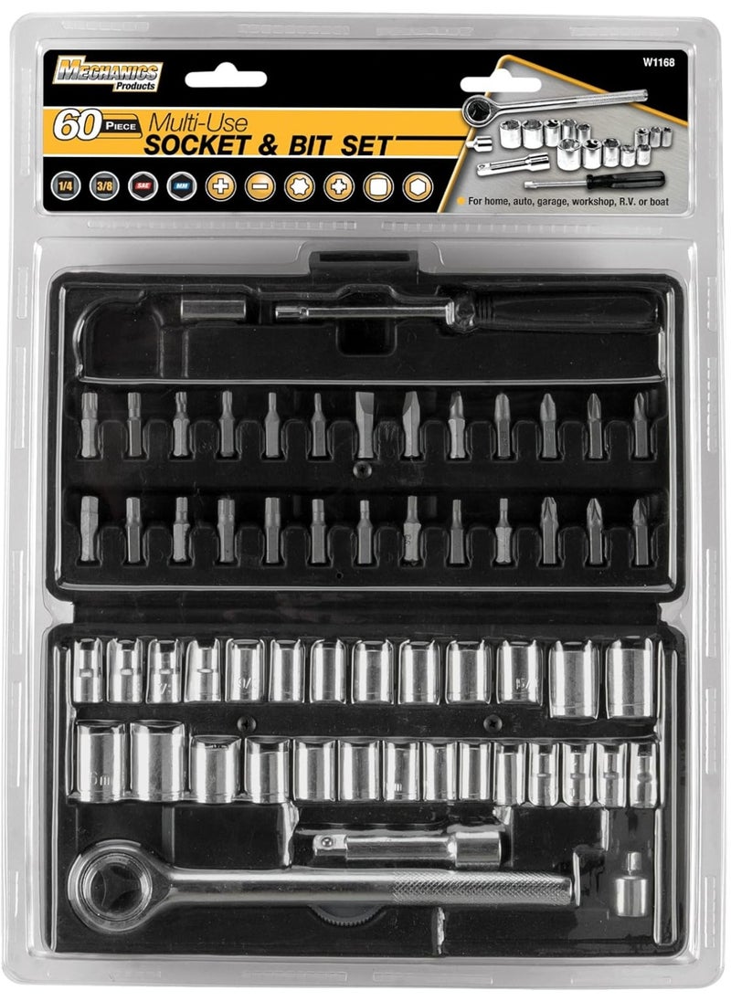 Performance Tool Performance Tool W1168 SAE/Metric 60-Piece Socket (1/4-Inch & 3/8-Inch Drive) and Bit Set  - Image 4