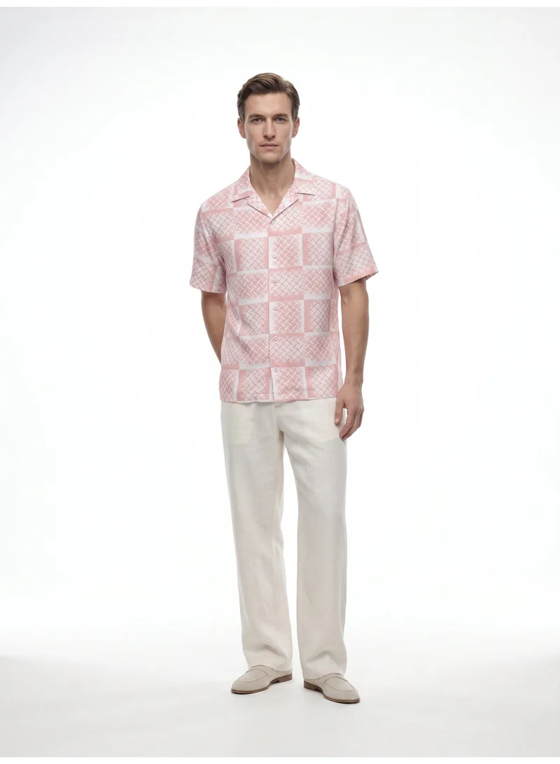 Tezhhomayaa The First Strand Cuban Collar Shirt – Geometric Print