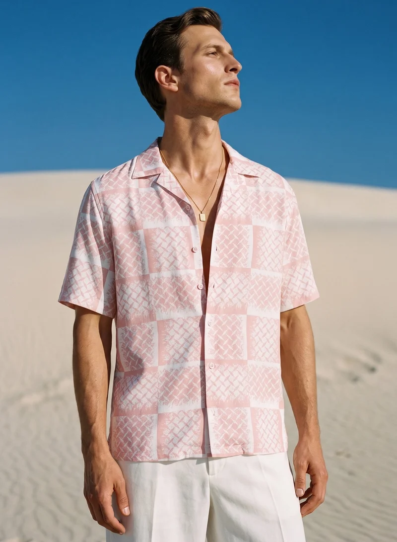 The First Strand Cuban Collar Shirt – Geometric Print
