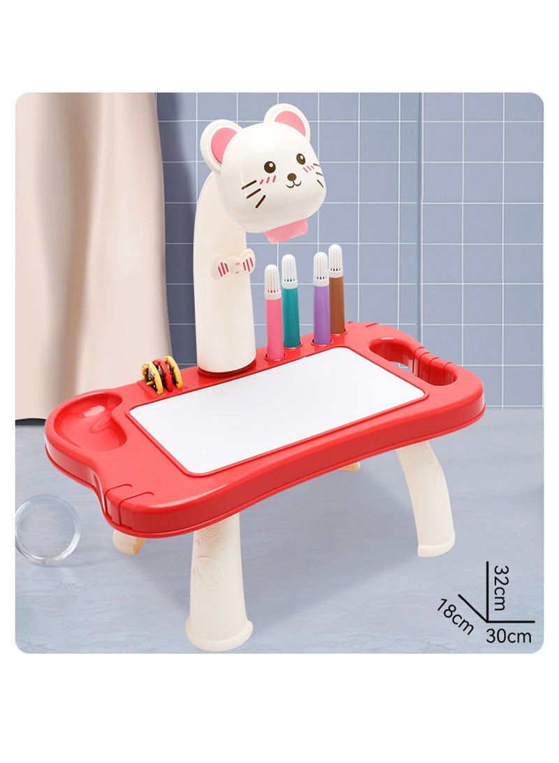Cat Projection Table, Children'S Drawing Projector With Flashlight Slide Projector Toy, Tracing Sketch Table With Light Music, Suitable For Early Art Learning Game Gifts  - Image 2