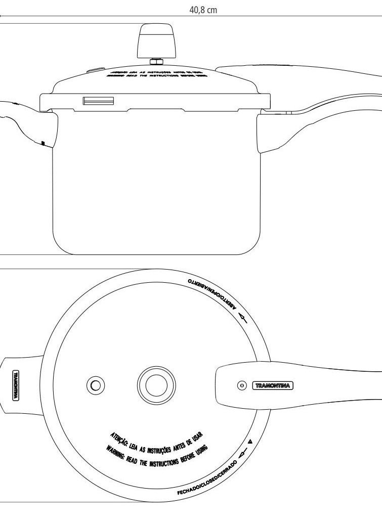 TRAMONTINA 20cm Since 1911,Made in Brazil- 20cm ,  Vancouver 20cm 4.5L Graphite Aluminum Pressure Cooker with Interior and Exterior Starflon Max PFOA Free Nonstick Coating Black Black Black  - Image 2