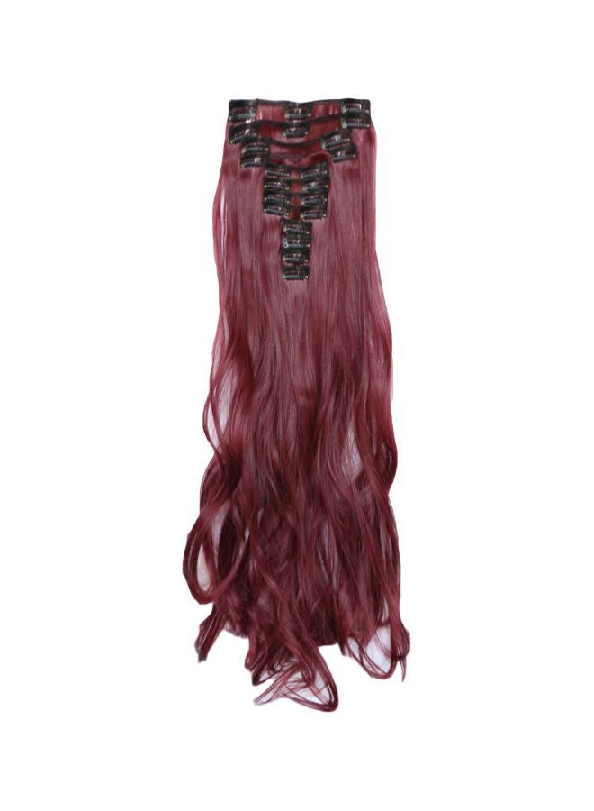 NIBEMINENT Pack Of 12 Curly Long Hair Extension Burgundy