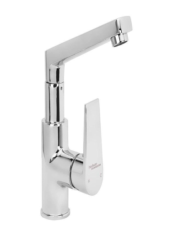 Hindware Italian Collection F360028CP Element Hot and Cold Sink Mixer with Swivel (Deck Mounted), Brass with Chrome Finish - Image 1