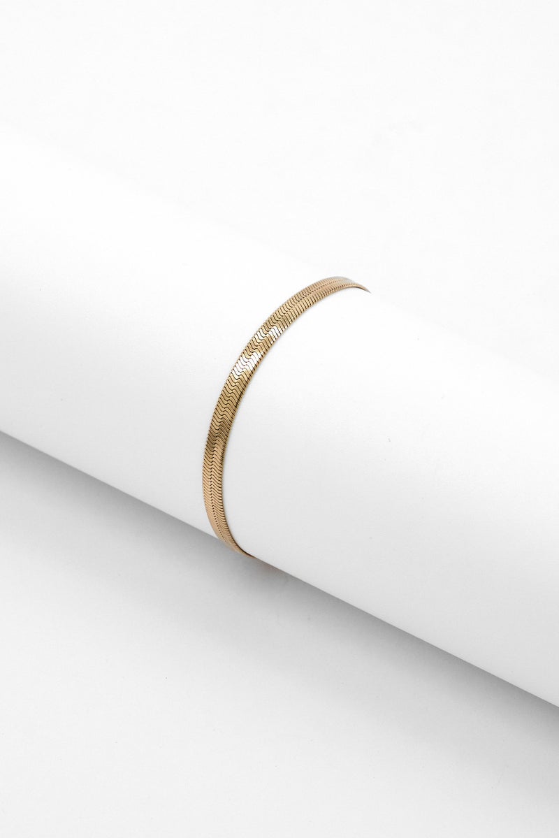 BOSS Women Stainless Steel Herringbone-Chain Bracelet, Gold  - Image 3