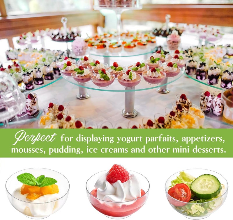 Qeirudu 50 Pack 3 oz Mini Dessert Cups with Spoons Clear Small Appetizer Cups Round Party Serving Bowls for Yogurt Parfait Fruit Mousses Ice Creams - Image 4