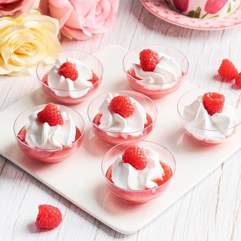 Qeirudu 50 Pack 3 oz Mini Dessert Cups with Spoons Clear Small Appetizer Cups Round Party Serving Bowls for Yogurt Parfait Fruit Mousses Ice Creams - Image 5