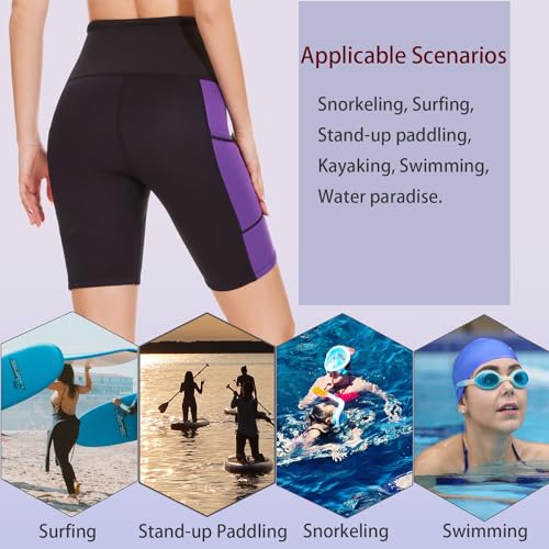 Lemorecn Wetsuit Pants Shorts Women 2mm Purple(1025purple-2XL) - Image 5