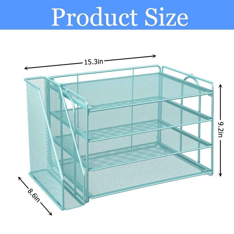 gianotter 4-Tier Paper Organizer With Magazine Holder, Desk Organizers and Accessories, Desk Accessories & Workspace Organizers, File Organizer for Office Supplies Storag (Blue, 4-Tier) - Image 4